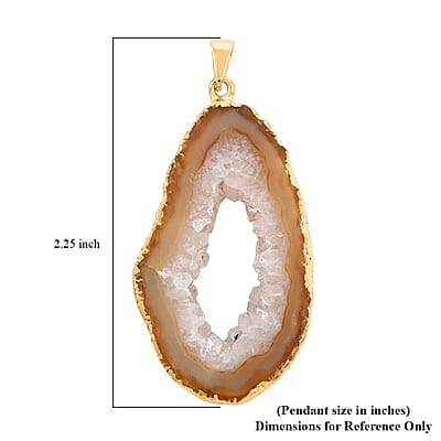 Yellow Geode Agate Pendant in Goldtone 25.00 ctw
