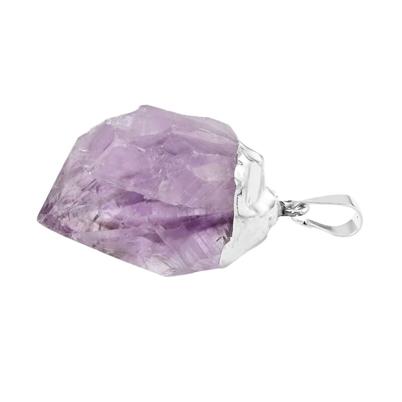 Amethyst Pendant without Chain in Silvertone 43.40 ctw