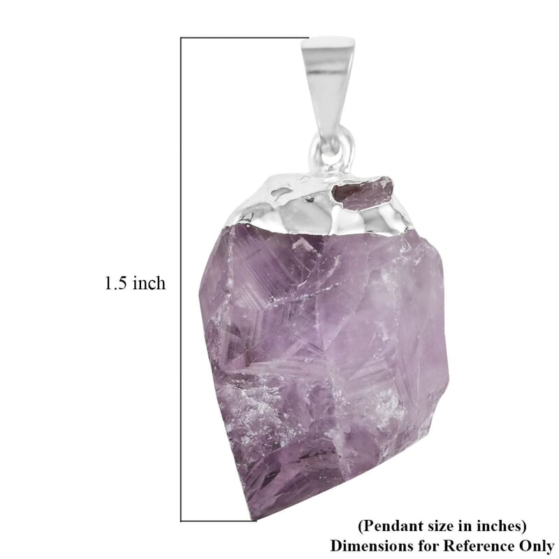 Amethyst Pendant without Chain in Silvertone 43.40 ctw