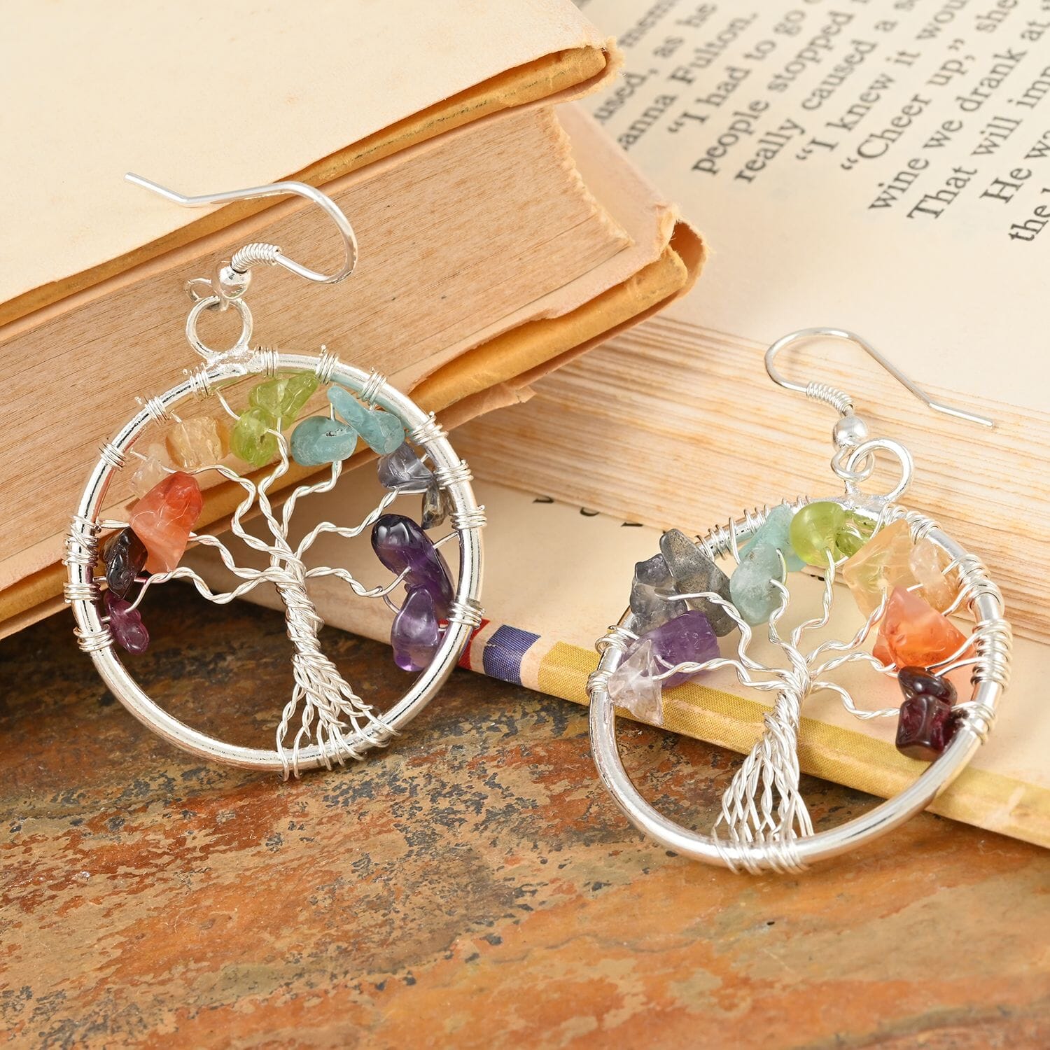 Tree of life hot sale earrings with stones