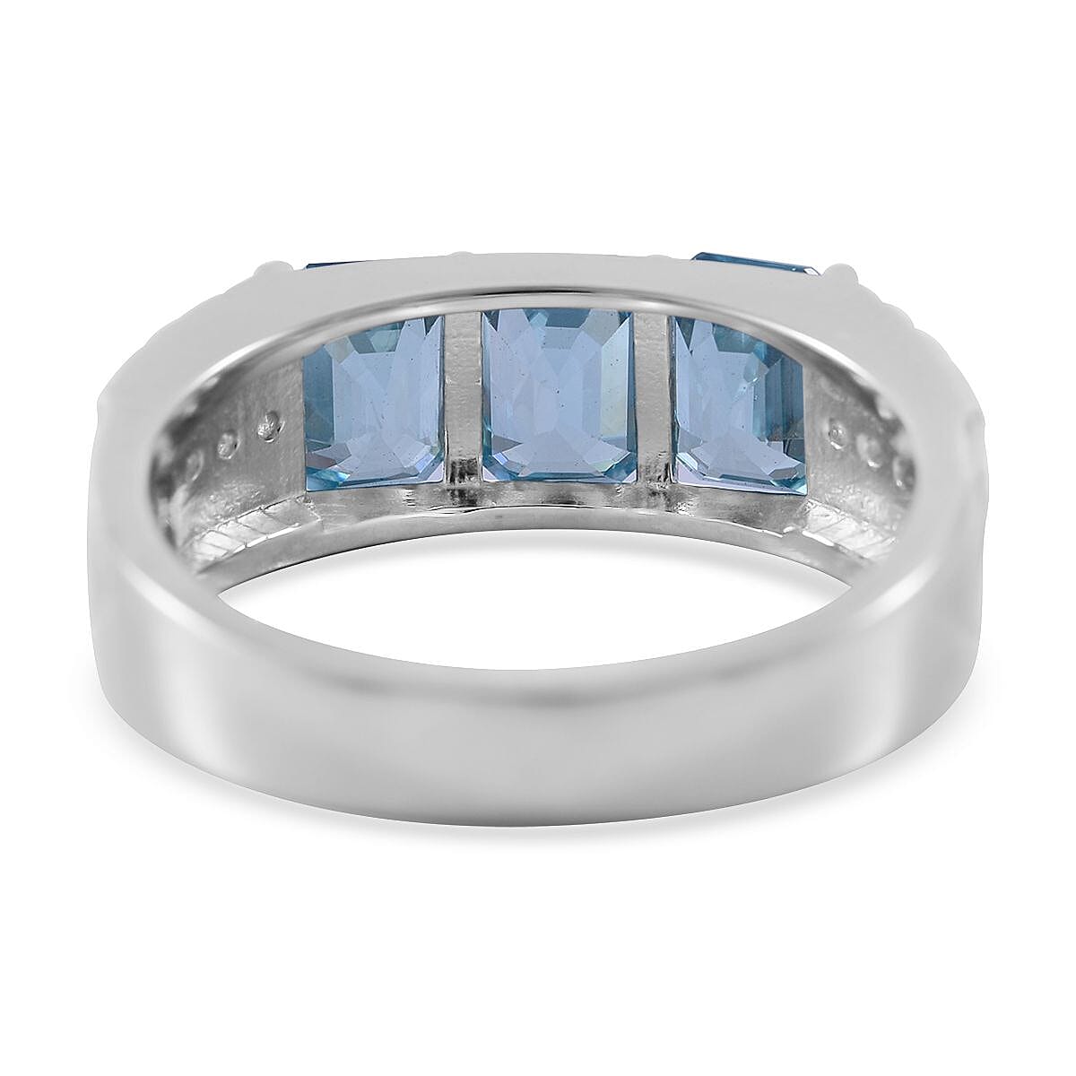 Cambodian Blue Zircon and White Zircon Men's Ring in Platinum Over Sterling Silver 4.75 ctw image number 3