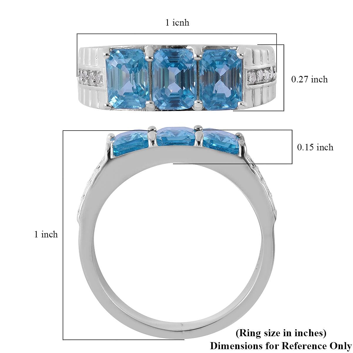 Cambodian Blue Zircon and White Zircon Men's Ring in Platinum Over Sterling Silver 4.75 ctw image number 4