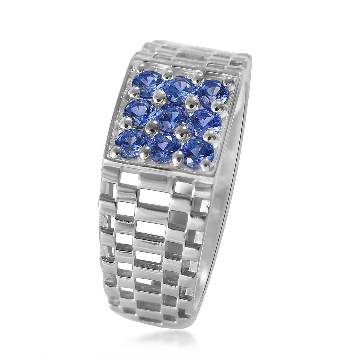 Ceylon Blue Sapphire Men's Ring in Platinum Over Sterling Silver (Size 12.0) 0.65 ctw image number 2