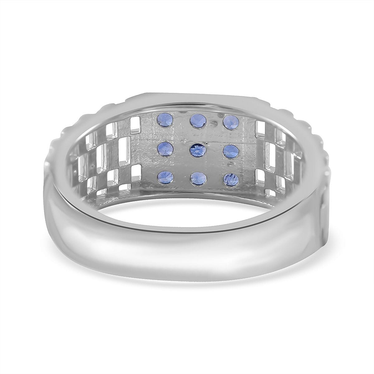 Ceylon Blue Sapphire Men's Ring in Platinum Over Sterling Silver (Size 12.0) 0.65 ctw image number 3