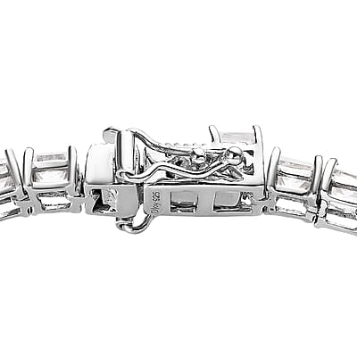 Princess Cut White Topaz Tennis Bracelet in Platinum Over Sterling Silver (6.50 In) 16.00 ctw