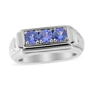 Tanzanite Men's Ring in Platinum Over Sterling Silver 0.75 ctw