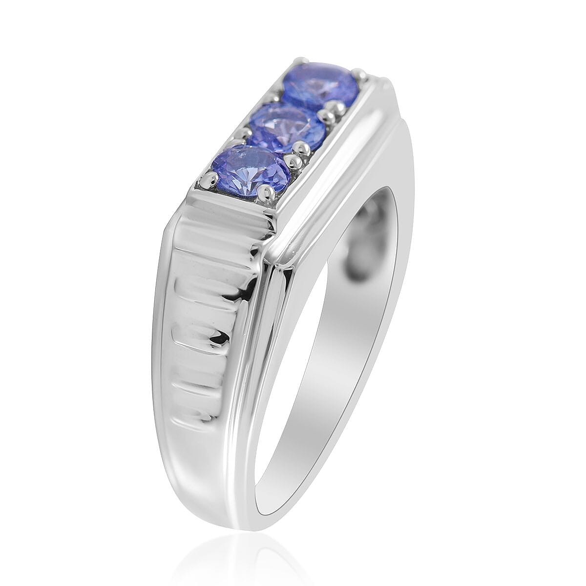 Tanzanite Men's Ring in Platinum Over Sterling Silver 0.75 ctw image number 2