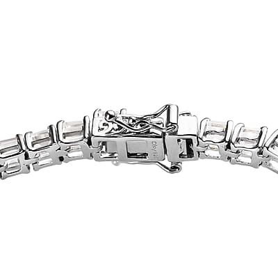 Asscher Cut White Topaz Tennis Bracelet in Platinum Over Sterling Silver (6.50 In) 16.85 ctw