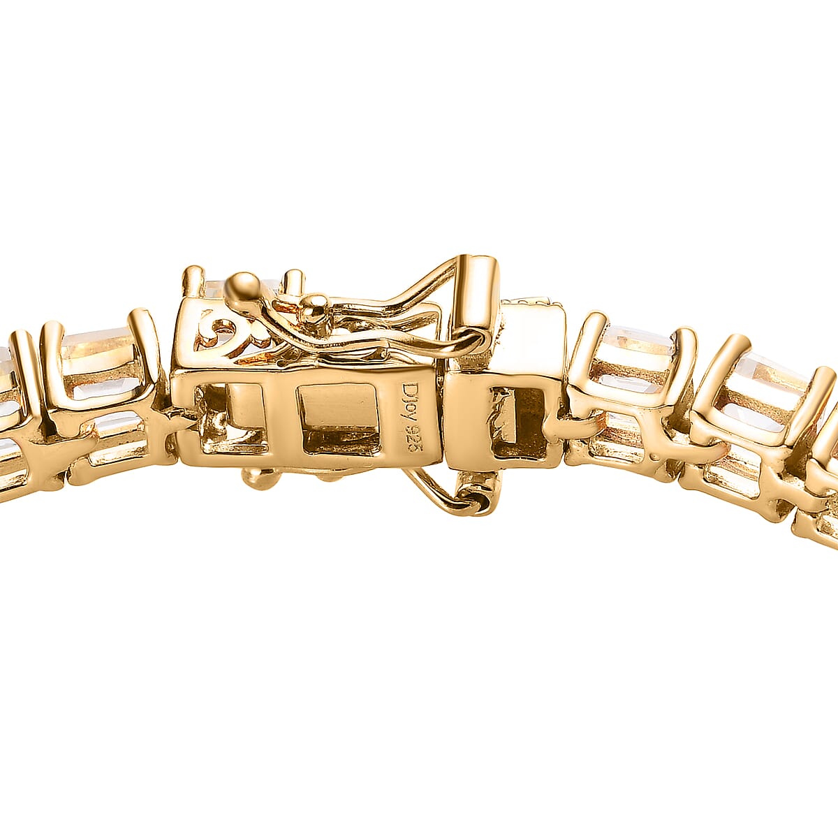 Asscher Cut White Topaz Tennis Bracelet in Vermeil Yellow Gold Over Sterling Silver (7.25 In) 18.75 ctw image number 3