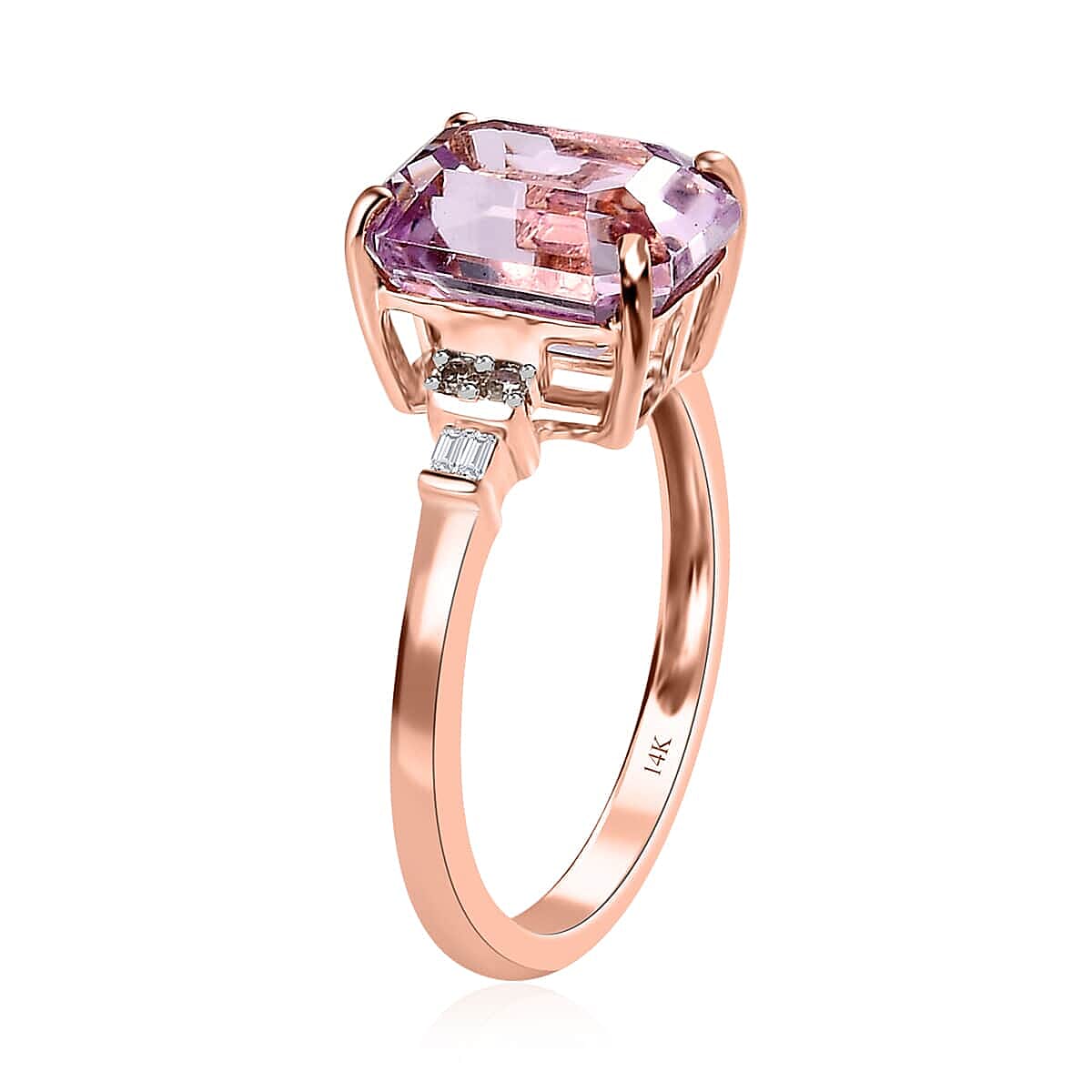 Luxoro 14K Rose Gold AAA Martha Rocha Kunzite and G-H I3 Diamond Ring (Size 10.0) 4.25 ctw image number 3