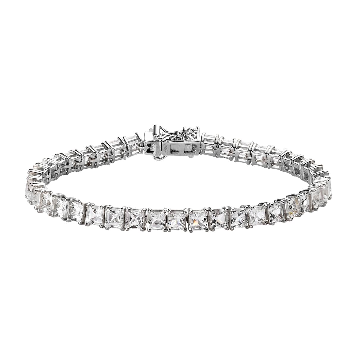 Princess Cut White Topaz Tennis Bracelet in Platinum Over Sterling Silver (6.50 In) 16.00 ctw (Del. in 5-7 Days) image number 0