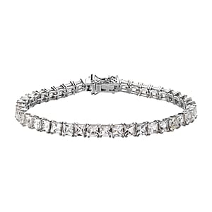 Princess Cut White Topaz Tennis Bracelet in Platinum Over Sterling Silver (7.25 In) 16.90 ctw
