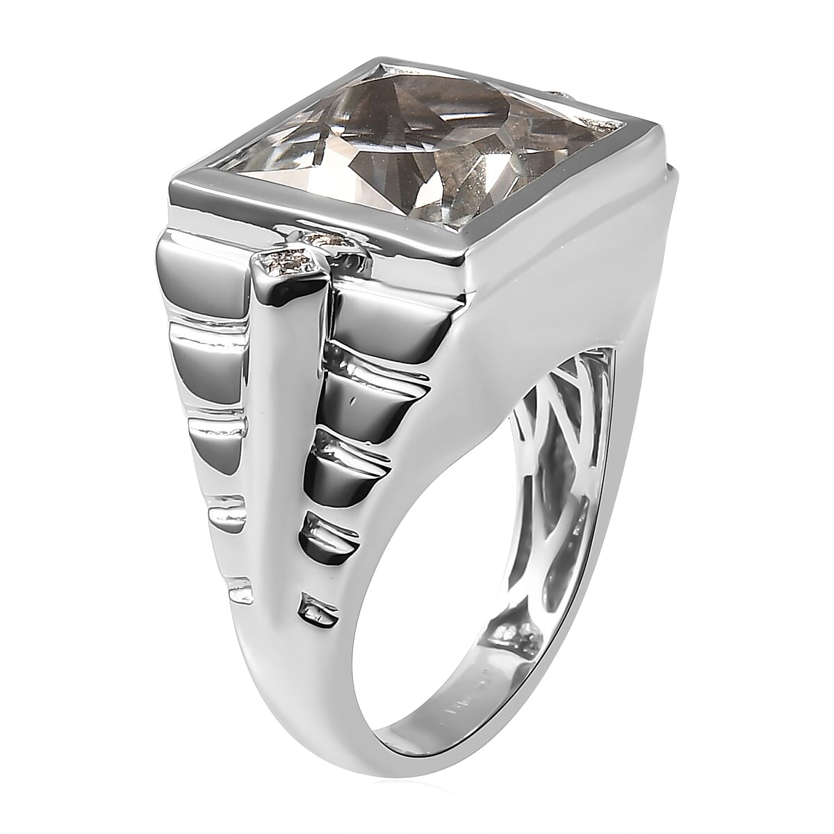 White Topaz Men's Ring in Platinum Over Sterling Silver 16.85 ctw image number 3