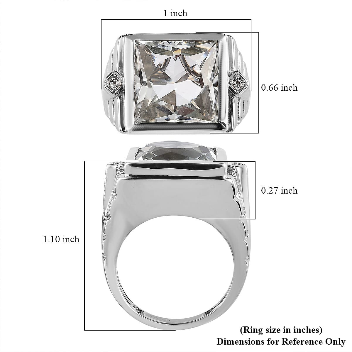 White Topaz Men's Ring in Platinum Over Sterling Silver 16.85 ctw image number 5