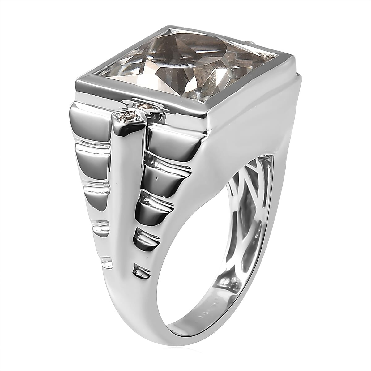 White Topaz Men's Ring in Platinum Over Sterling Silver (Size 12.0) 16.85 ctw image number 3