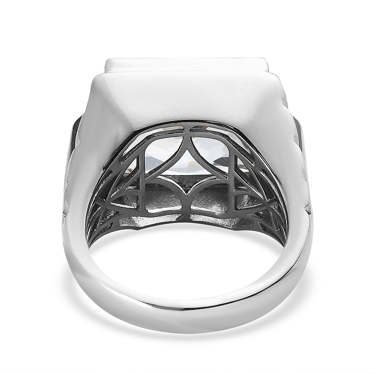 White Topaz Men's Ring in Platinum Over Sterling Silver (Size 12.0) 16.85 ctw image number 4