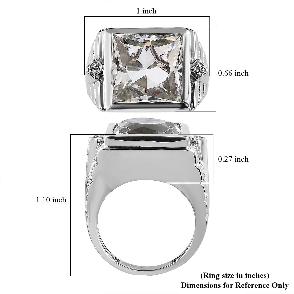 White Topaz Men's Ring in Platinum Over Sterling Silver (Size 12.0) 16.85 ctw image number 5