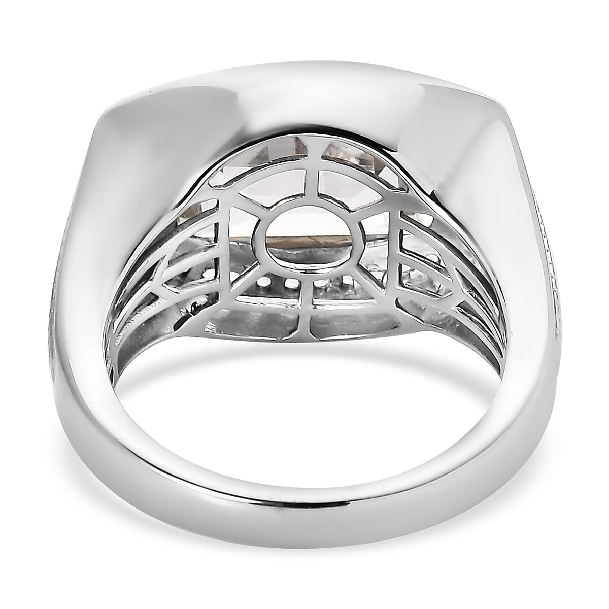 White Topaz Men's Ring in Platinum Over Sterling Silver (Size 10.0) 8.35 ctw image number 4