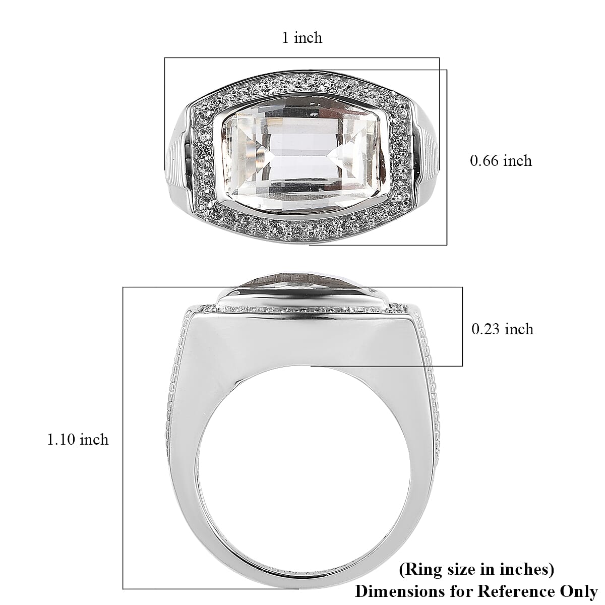 White Topaz Men's Ring in Platinum Over Sterling Silver (Size 10.0) 8.35 ctw image number 5
