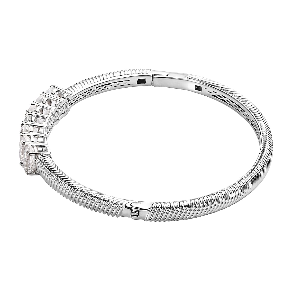 Karis White Topaz Bangle Bracelet in Platinum Bond (8.00 In) 11.40 ctw image number 3