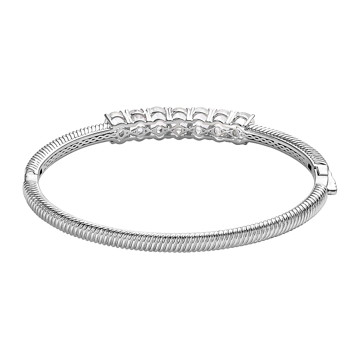Karis White Topaz Bangle Bracelet in Platinum Bond (8.00 In) 11.40 ctw image number 4