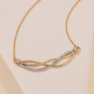Diamond Braided Necklace 20 Inches in Vermeil Yellow Gold Over Sterling Silver 0.25 ctw