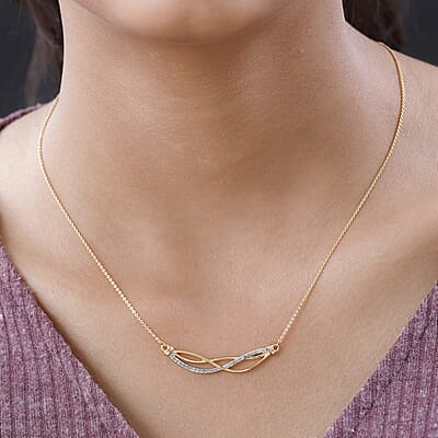 Diamond Braided Necklace 20 Inches in Vermeil Yellow Gold Over Sterling Silver 0.25 ctw