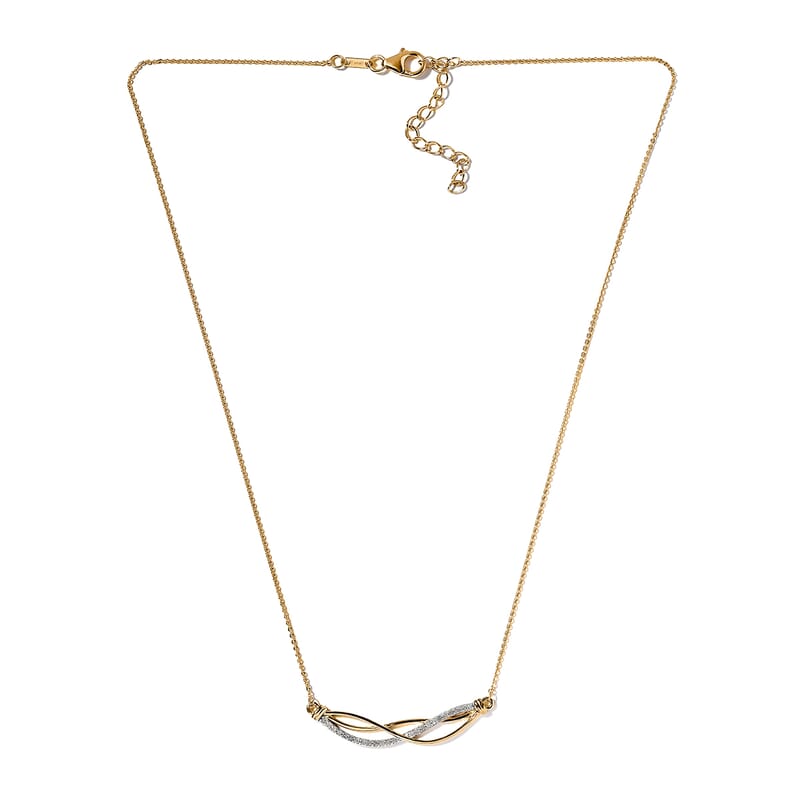 Diamond Braided Necklace 20 Inches in Vermeil Yellow Gold Over Sterling Silver 0.25 ctw