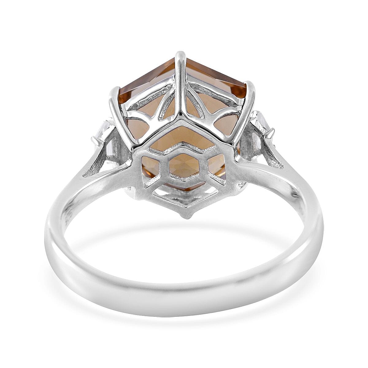 Brazilian Citrine Hexagon Shape Ring in Platinum Over Sterling Silver (Size 7.0) 5.85 ctw image number 3
