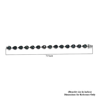 Blue Diamond Bracelet in Platinum Over Sterling Silver (7.25 In) 4.00 ctw