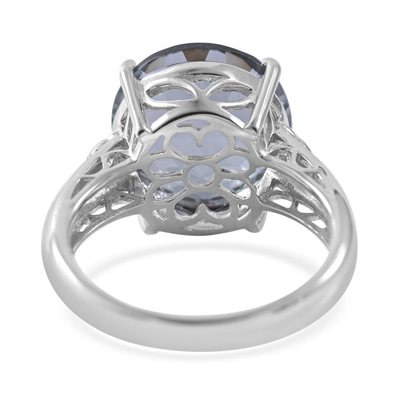 Whirlpool Cut Montezuma Prasiolite and White Zircon Ring in Platinum Over Sterling Silver (Size 10.0) 10.40 ctw