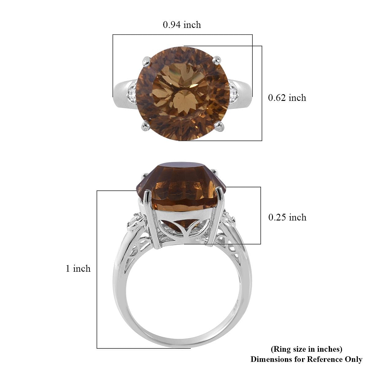 Whirlpool Cut Brazilian Citrine and White Zircon Ring in Platinum Over Sterling Silver (Size 7.0) 12.00 ctw image number 4