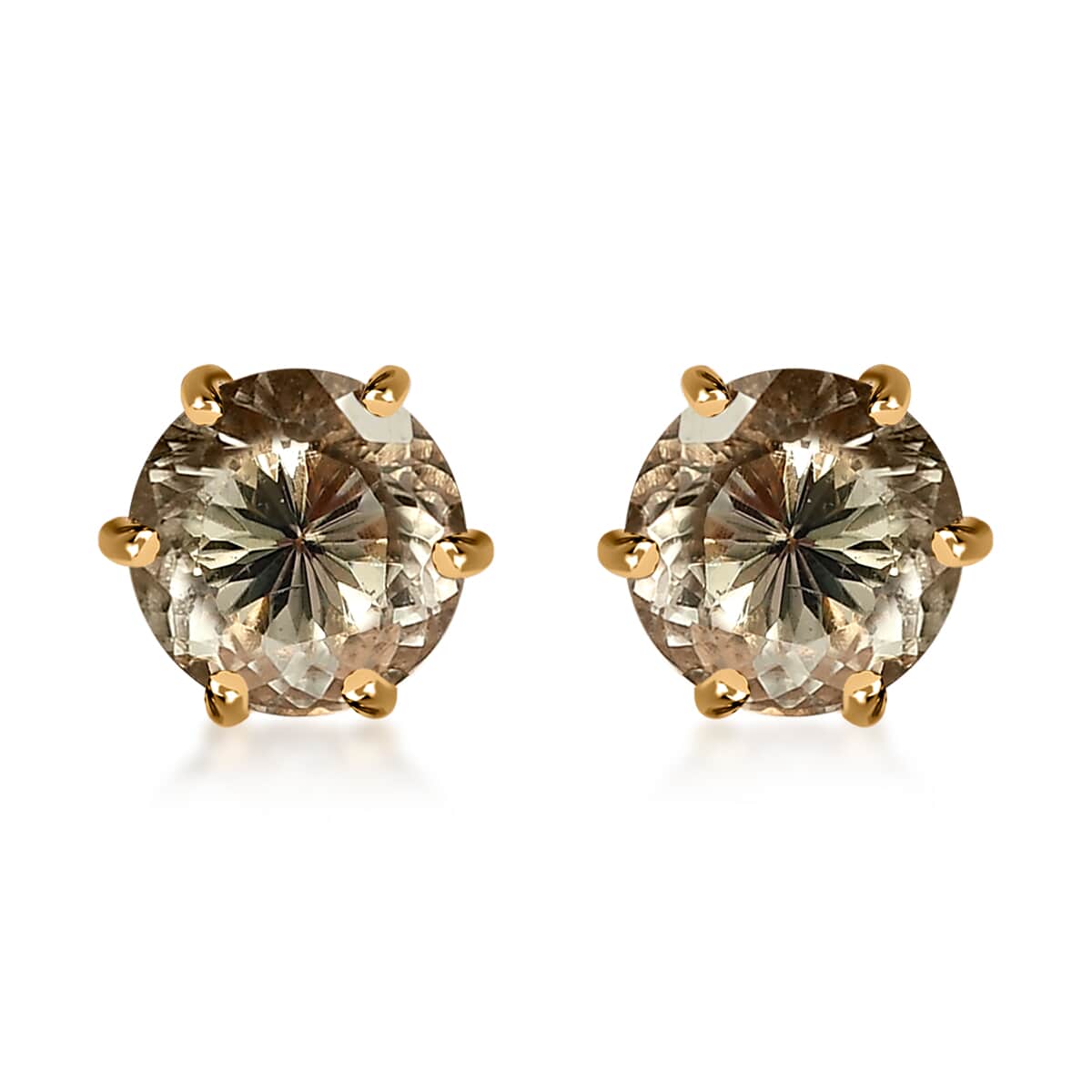 Iliana 18K Yellow Gold 120 Facet AAA Turkizite and G-H SI Diamond Stud Earrings 2.35 ctw image number 0