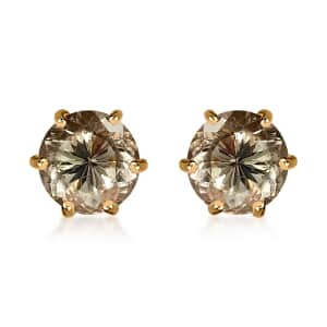 Iliana 18K Yellow Gold 120 Facet AAA Turkizite and G-H SI Diamond Stud Earrings 2.35 ctw