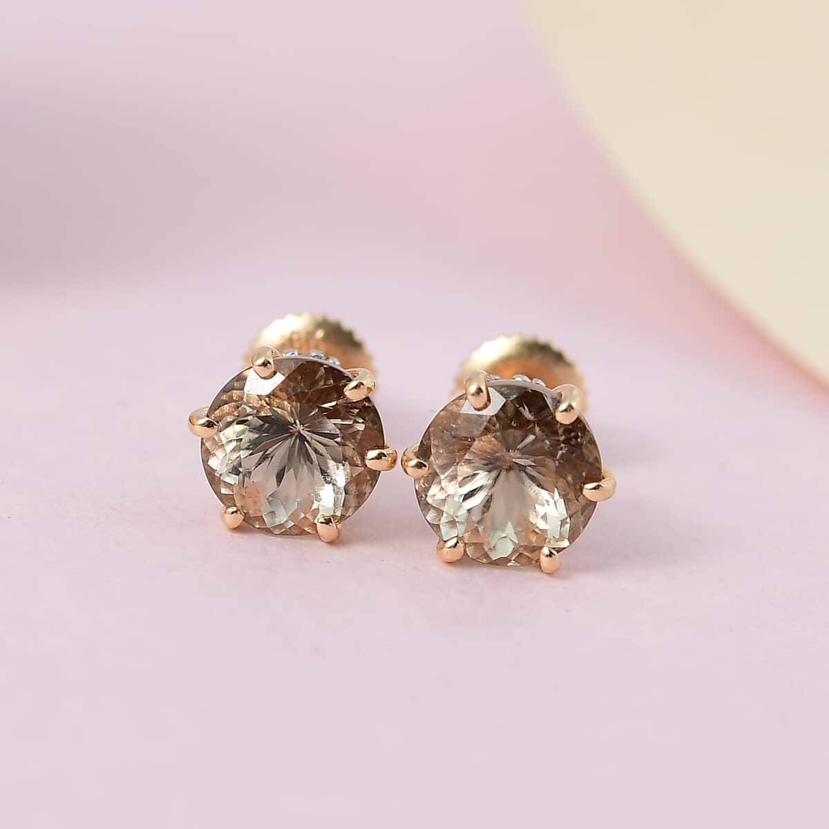 Iliana 18K Yellow Gold 120 Facet AAA Turkizite and G-H SI Diamond Stud Earrings 2.35 ctw image number 1