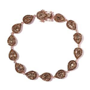 Natural Champagne Diamond Bracelet in Vermeil RG Over Sterling Silver (7.25 In) 4.00 ctw