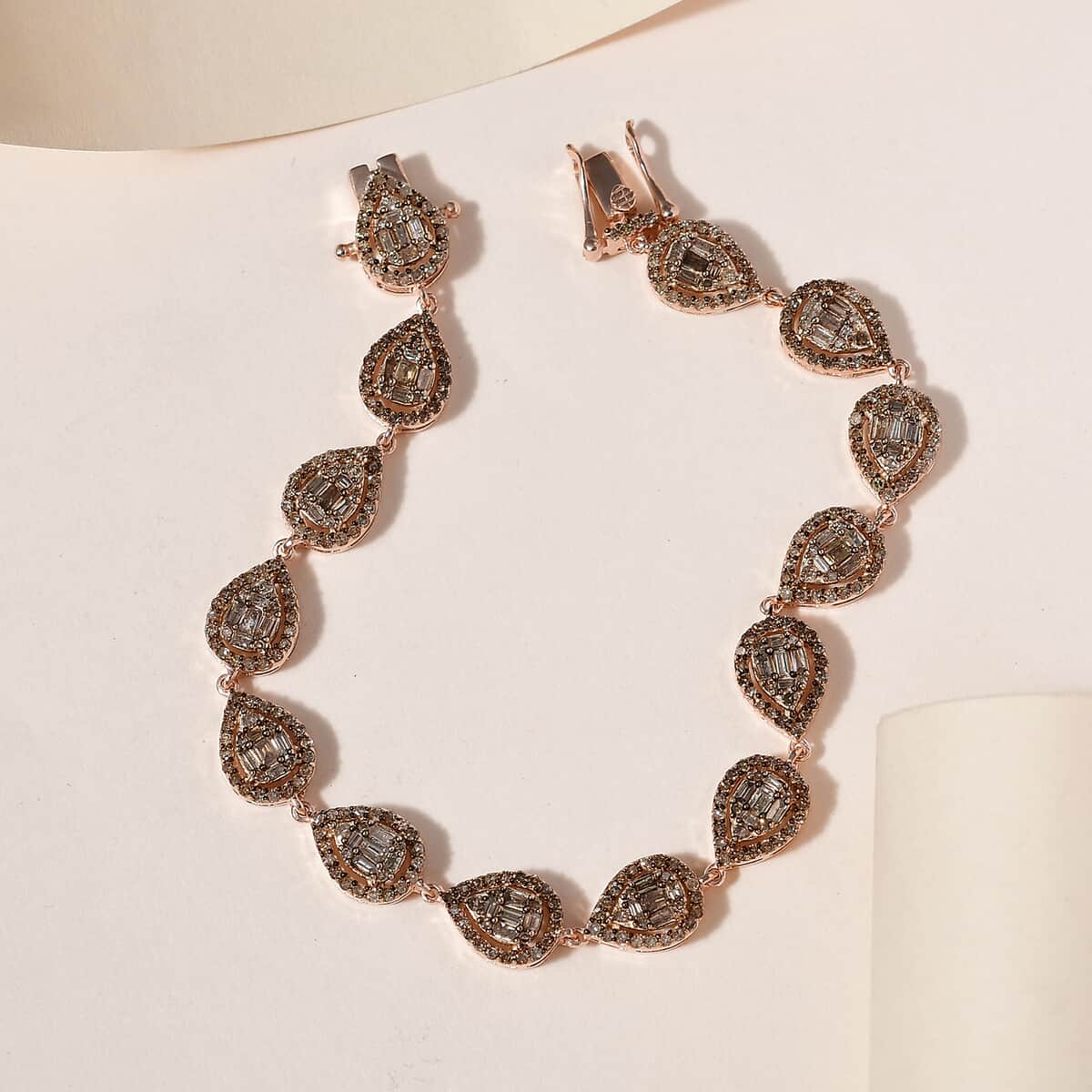 Natural Champagne Diamond Bracelet in Vermeil RG Over Sterling Silver (7.25 In) 4.00 ctw image number 1