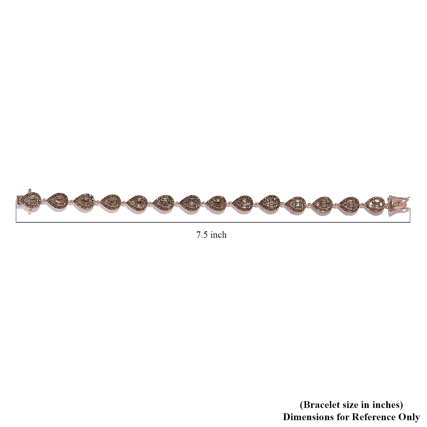 Natural Champagne Diamond Bracelet in Vermeil RG Over Sterling Silver (7.25 In) 4.00 ctw