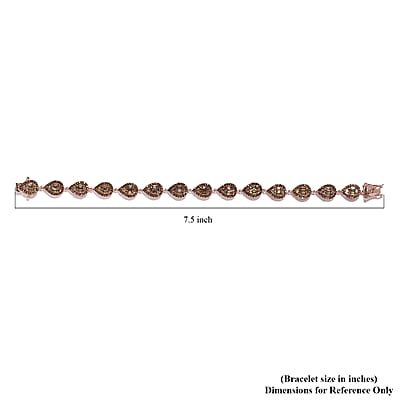 Natural Champagne Diamond Bracelet in Vermeil RG Over Sterling Silver (7.25 In) 4.00 ctw