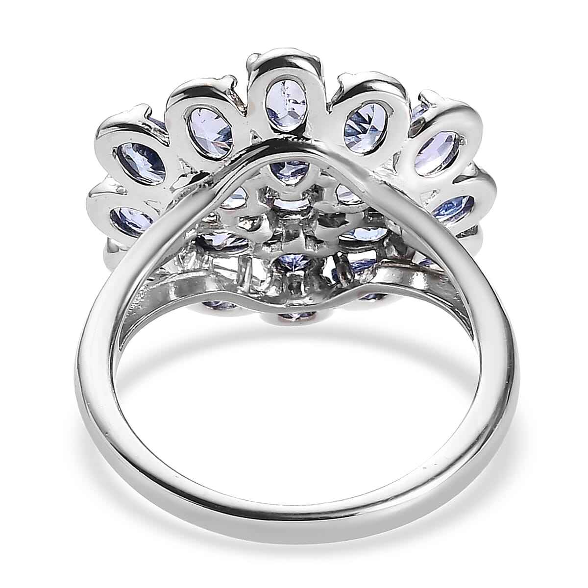 Tanzanite Cluster Ring in Platinum Over Sterling Silver 3.10 ctw image number 4