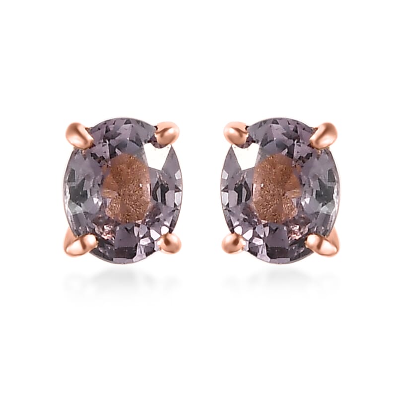 Tanzanian Lavender Spinel Stud Earrings in Vermeil Rose Gold Over Sterling Silver 0.85 ctw