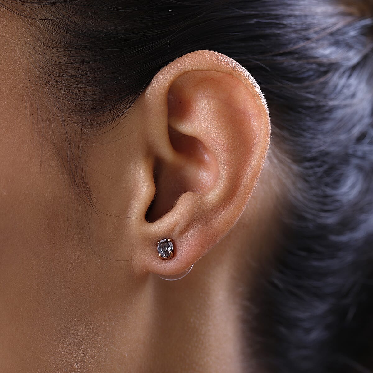 Tanzanian Lavender Spinel Stud Earrings in Vermeil Rose Gold Over Sterling Silver 0.85 ctw image number 2