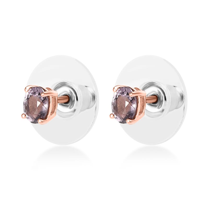 Tanzanian Lavender Spinel Stud Earrings in Vermeil Rose Gold Over Sterling Silver 0.85 ctw
