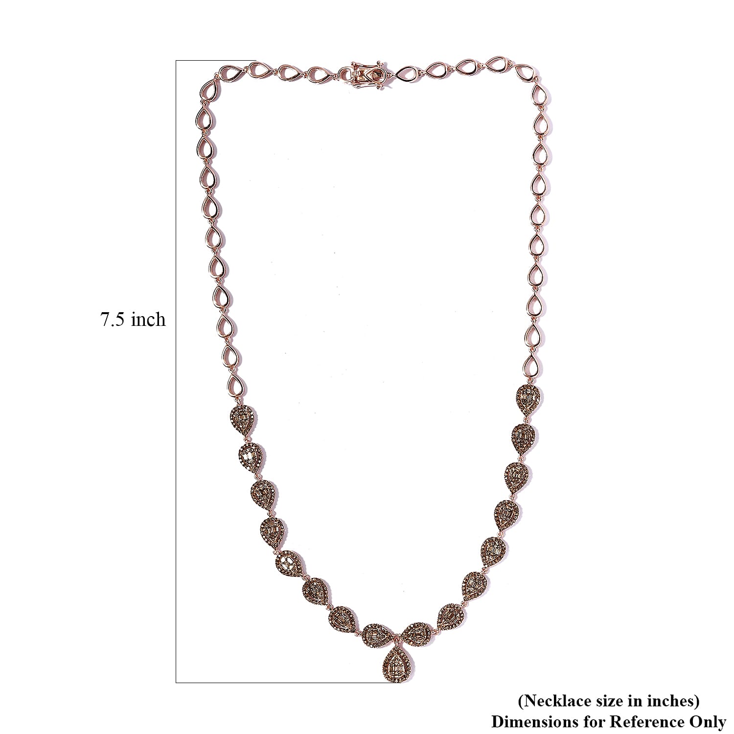 Natural Champagne Diamond Necklace 20 Inches in Vermeil RG Over Sterling Silver 4.00 ctw