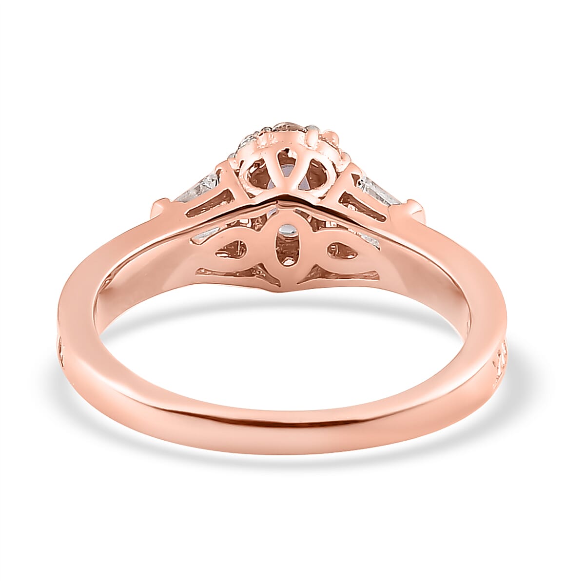 Tanzanian Lavender Spinel and White Topaz Halo Ring in Vermeil Rose Gold Over Sterling Silver (Size 10.0) 1.15 ctw