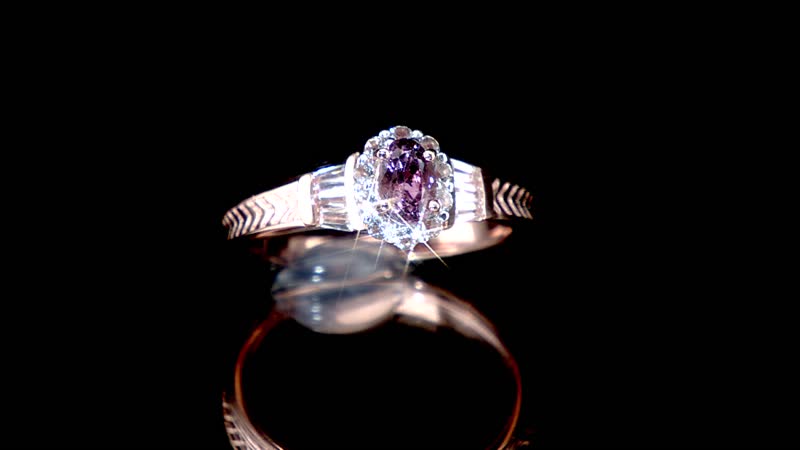 Tanzanian Lavender Spinel and White Topaz Halo Ring in Vermeil Rose Gold Over Sterling Silver 1.15 ctw