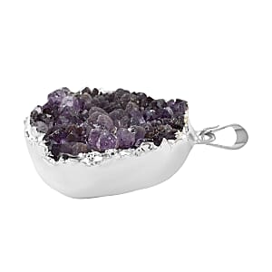 Amethyst Pendant without Chain in Silvertone 67.70 ctw
