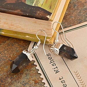 Brazilian Smoky Quartz Earrings in Silvertone 37.30 ctw