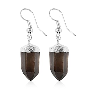 Brazilian Smoky Quartz Earrings in Silvertone 37.30 ctw