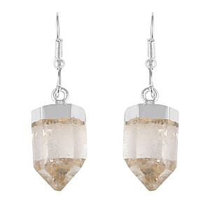 White Quartz Earrings in Silvertone 72.40 ctw